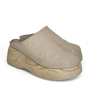 Free People Peyton Platform Clogs 37 Beige Leather